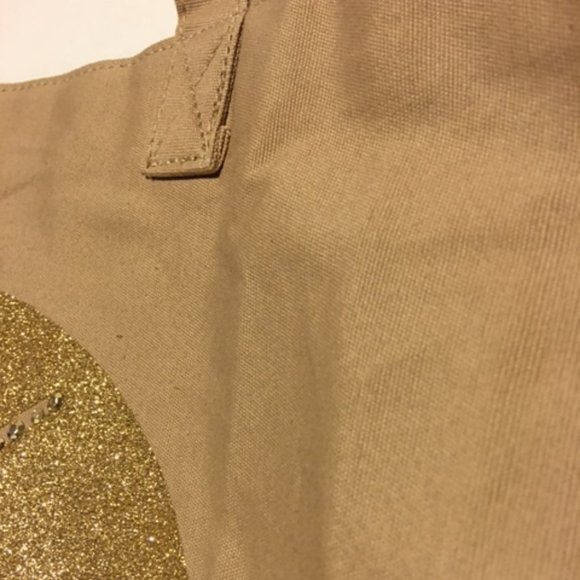 VICTORIA'S SECRET Tan and Gold Canvas Tote Bag - Picture 3 of 5